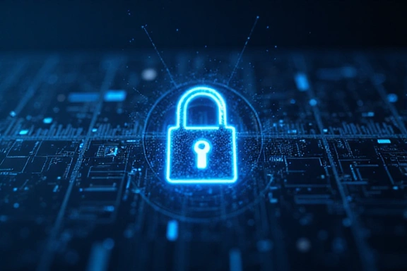 A secure padlock icon on a digital background